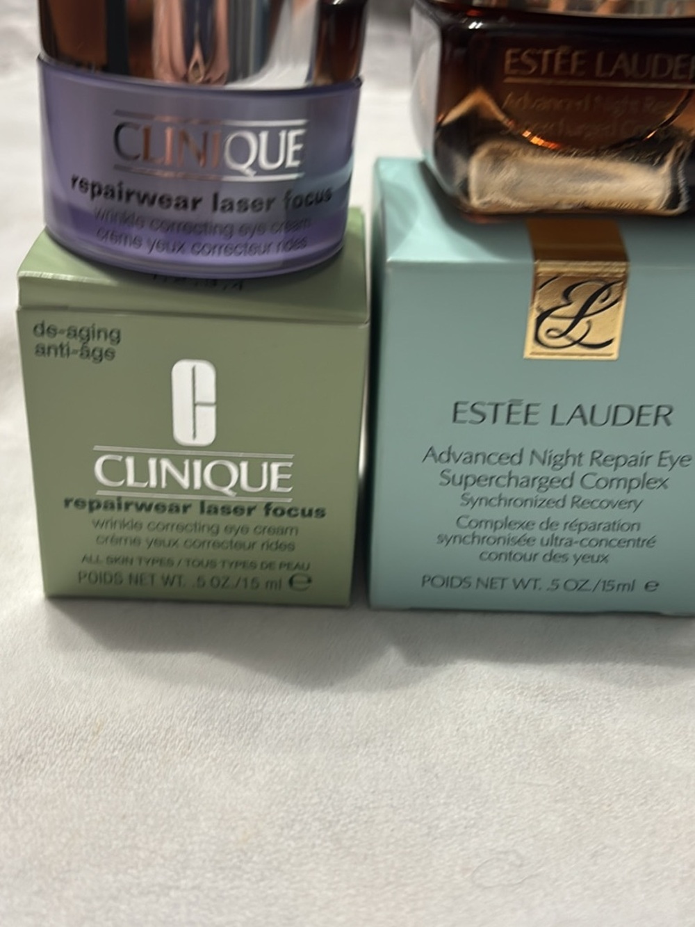 Clinique Repairwear Laser Focus Eye Cream - Lavender Jar with Olive Green Box